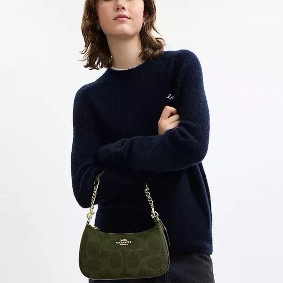 NWT Coach Outlet Teri Shoulder Bag Signature Canvas CAL51 IMOLV Olive - Picture 8 of 12